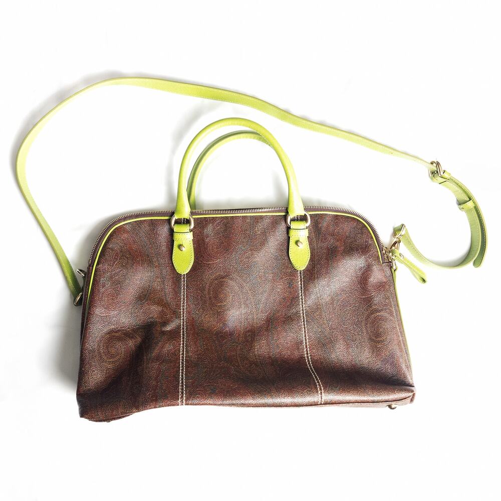 Etro Paisley Shoulder Bag Brown Lime Boho Euro Luxe Resort - Picture 2 of 13